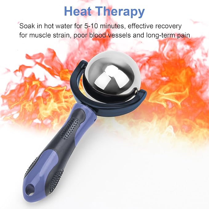 Cold Massage Roller Ball, Cold Therapy Relief, Portable Fitness Ice Roller Ball with Handle, Great Tool for Back/Neck Pain (Blue)