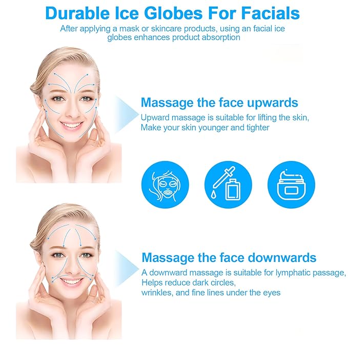 CGBE 360 Rotating Ice Globes For Face, Food-Grade Stainless Steel Facial Globes For Cryo Therapy, Smaller Ice Globes For Facials Reduce Wrinkles & Swelling - Black