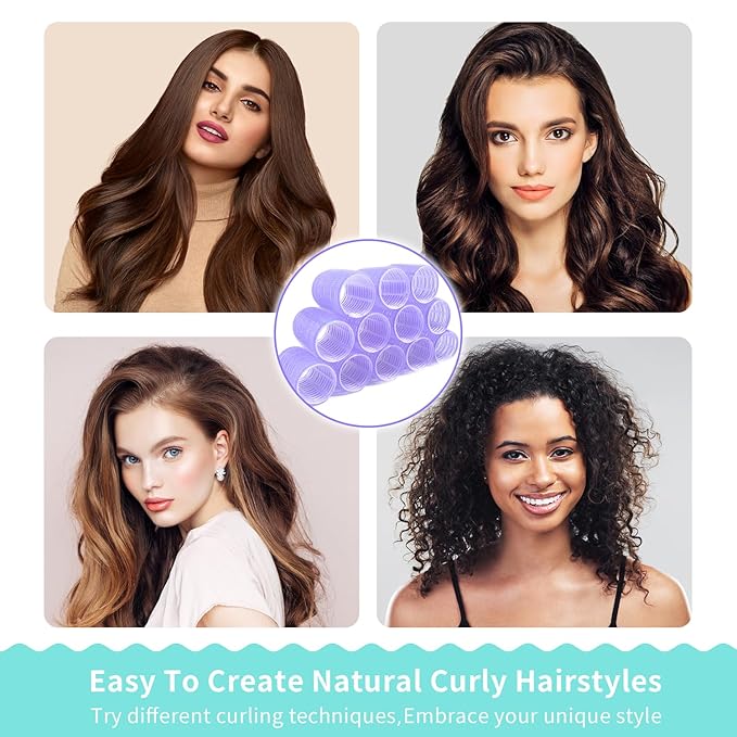 Hair Rollers Set 50Pcs with Clips for Long Short Medium Hair, Heatless Curls 36PCS for Hair, Sleep In Curlers for Comb Blowout Look