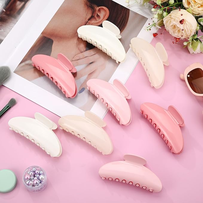 8 Pcs Large Acrylic Hair Claw Clips for Women Non-slip Strong Hold Jaw Clamps for Thick Thin Hair(Glossy,Jelly Color)