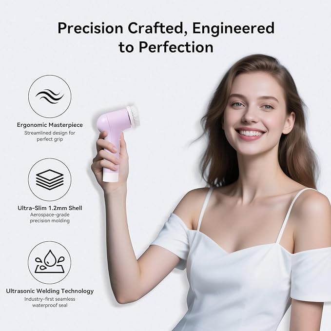PURTIF Electric Facial Cleansing Brush,Rechargeable Silicone Face Scrubber exfoliator,3 Speeds,Waterproof, Exfoliating & Massage,for Women Men Skincare, Romantic lavender Birthday Valentine's Day gift