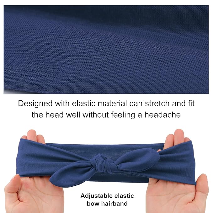 DRESHOW 4 Pack Adjustable Knotted Headbands Non Slip Elastic Yoga Hair Bands Solid Colors Headbands for Women and Girls