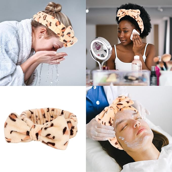 CIEHER Leopard Print Spa Headbands - 8pc Set for Women & Girls, Bachelorette Party, Skincare & Makeup