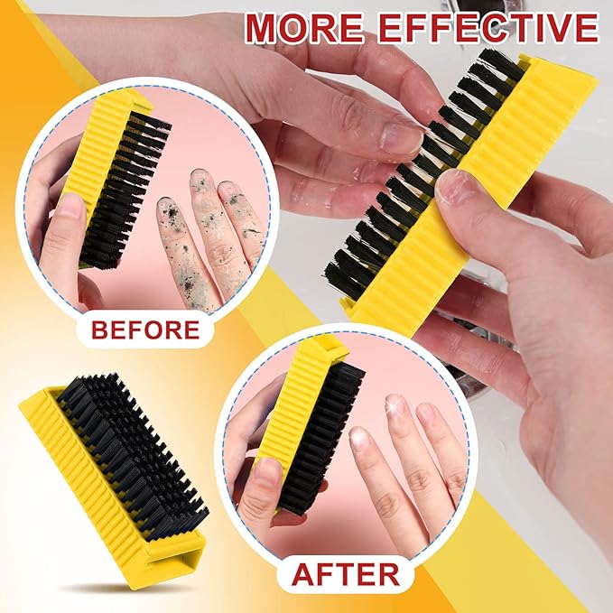 Boao 5 Pcs Hand Scrub Brushes for Nail Cleaning Fingernail Brush Soft Non Disposable Scrub Brush Plastic Hands Nail Cleaning Brushes for Men Women Kids (Yellow and Black)