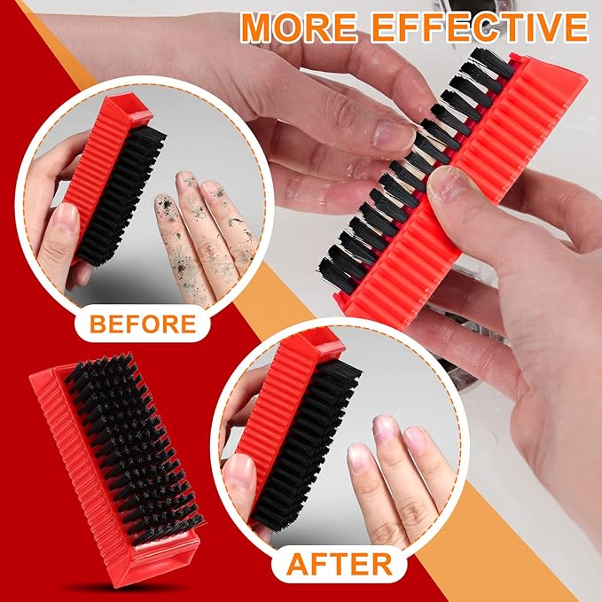 Boao 5 Pcs Hand Scrub Brushes for Nail Cleaning Fingernail Brush Soft Non Disposable Scrub Brush Plastic Hands Nail Cleaning Brushes for Men Women Kids (Red and Black)