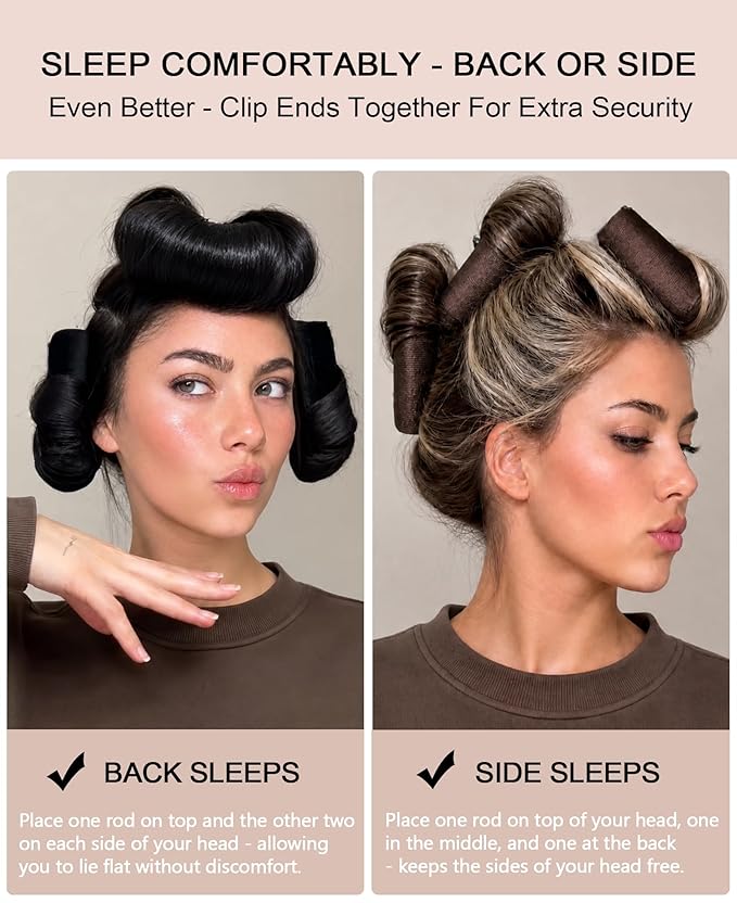 Littles Heatless Curls Overnight Rods - Upgraded Directional Grip Velvet Heatless Hair Curler to Sleep in No Heat Heatless Curling Flexi Rods Foam Hair Rollers for Blowout Look Long & Short Hair
