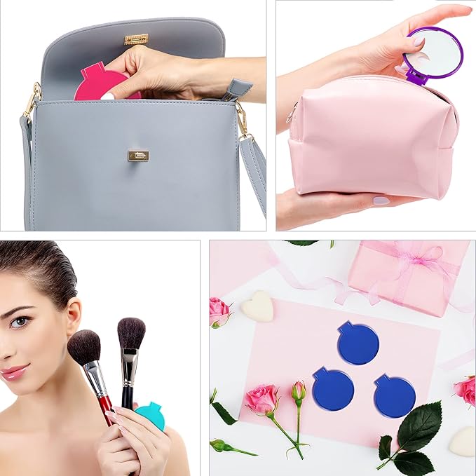 36 Pcs Compact Mirror Bulk Portable Round Makeup Mirror Mini Foldable for Purse Women Travel Daily Use Mother‘s Day Gifts (Pink,Purple,Green,Blue)