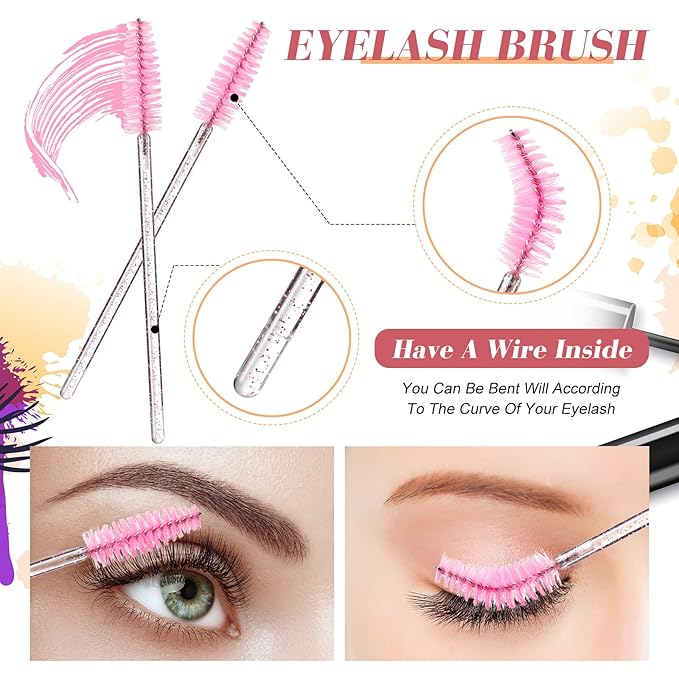 232 Pcs Lash Lift kit, 50 Lash Lift Rods Silicone Eyelash Pads 2 Eyelash Separator Tool with Separation Comb 100 Micro Swabs 50 Crystal Mascara Brushes 30 Pairs Eye Pads (Pink)