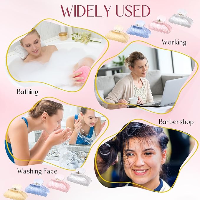 8 Pcs Large Acrylic Hair Claw Clips for Women Non-slip Strong Hold Jaw Clamps for Thick Thin Hair(French,Pastel Color)