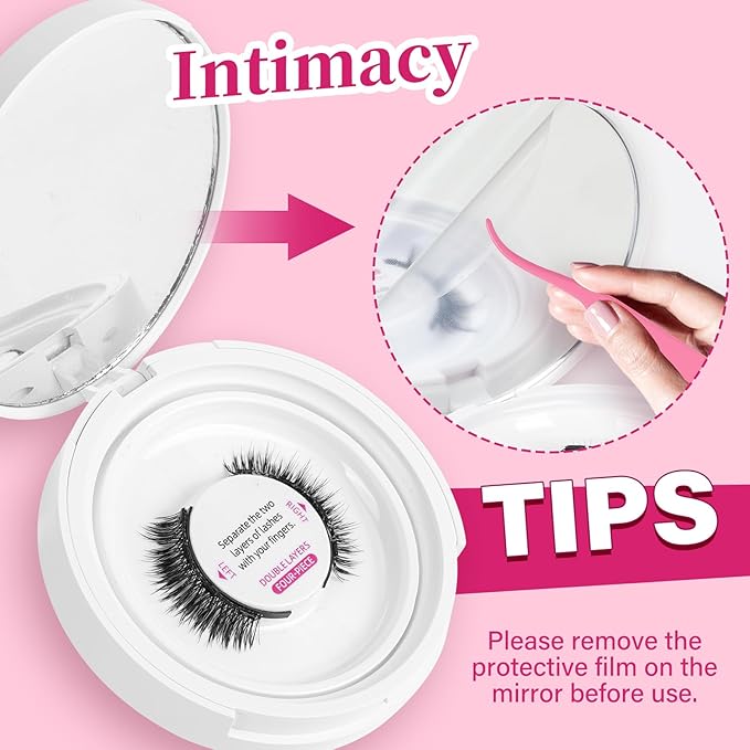 Magnetic Eyelashes With Applicator Long Lasting and Reusable Magnetic Lashes Kit 4Pcs Magnets Per Piece No Glue Needed False Eyelashes Waterproof,Cruelty Free,Easy To Wear (1pair, Intimacy)