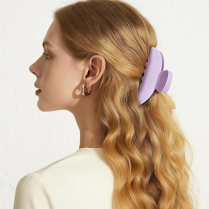 MAORULU Premium Durable Acetate Hair Claw Clips for Women Girls, 4 Inch Large Cute Jaw Clip for Thick or Thin Hair, Vintage Y2K Hair Clamps (Pastel Purple)