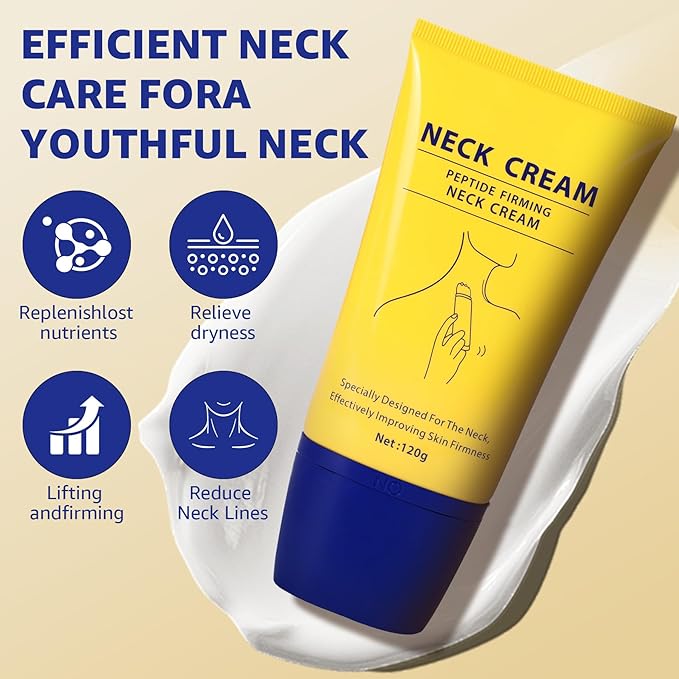 Neck Firming Cream with Massage Roller Hydrating & Tightening & Lifting Cream Silky Texture for Woman