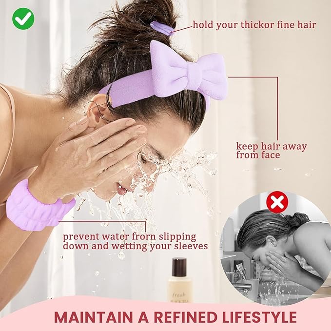 16 Pcs Skincare Headband Set, Face Washing Headband with Wristbands, Hair Claw Clips & Hair Ties, Spa Headbands for Women Girls, Perfect for Facial, Makeup, Shower, Gift Ready Bo