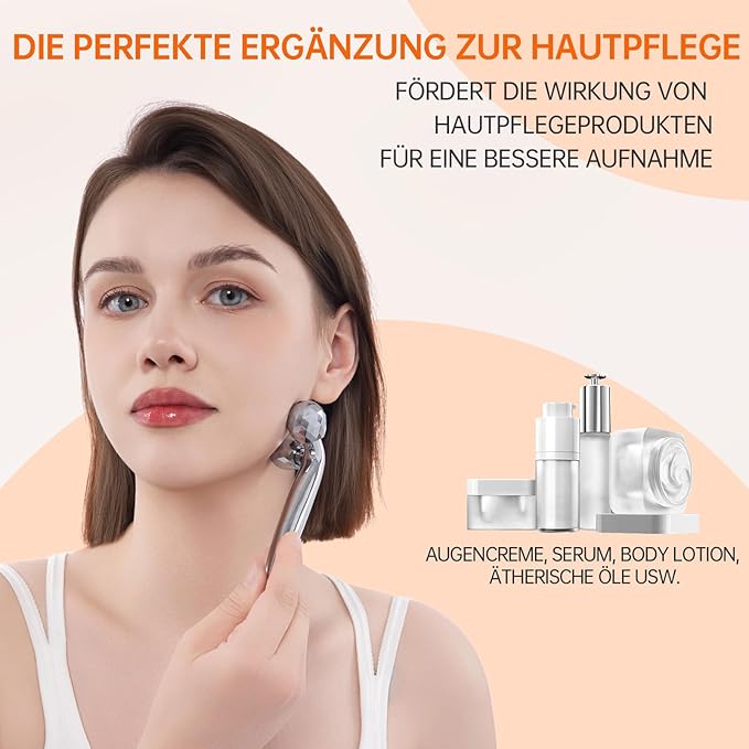 Metal Facial Roller Massager, 3D Cooling Face Massage Tool for Reduce Puffiness, Remove Eye Wrinkles, Face Lifting, Increase Firmness, Anti-Aging, Skin Tightening