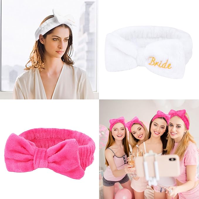 CIEHER Spa Headband, 8 Pcs - Bachelorette Party Favors, Bride & Bridesmaid Gifts, Skincare Makeup Face Wash Headbands