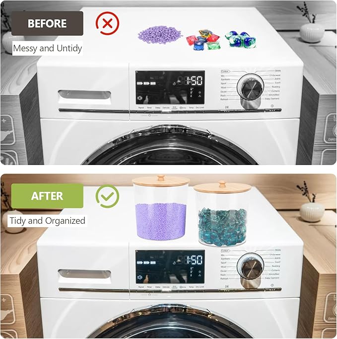 3 Pack Acrylic Laundry Powder Container, BYZCYSG Plastic Canister sets, Large Laundry Room Plastic Jars with Lids