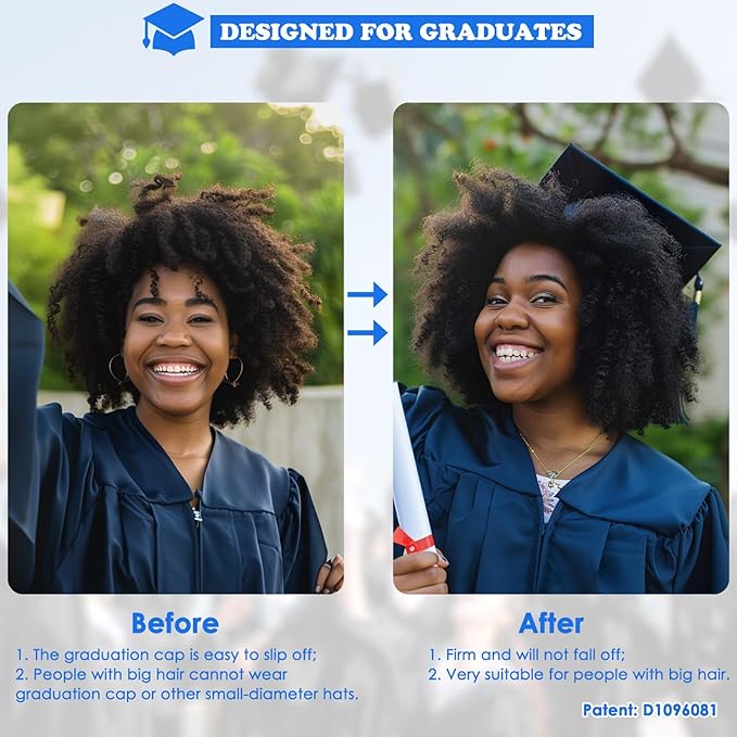 Graduation Cap Headband, Firm Anti-fall HairBand for Graduation Hat, Graduation Gifts Hat Accessories for Graduates, Students, Women (Grad Cap Not Included)