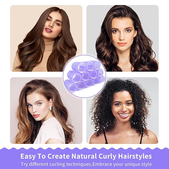 Hair Rollers Large Small 50PCS Set, 36PC Large Medium Small Hair Rollers for Volume Curlers with 12PC Clips 1 Tail Comb and 1 Folding Brush Comb for Short Medium Blowout Look Long Hair