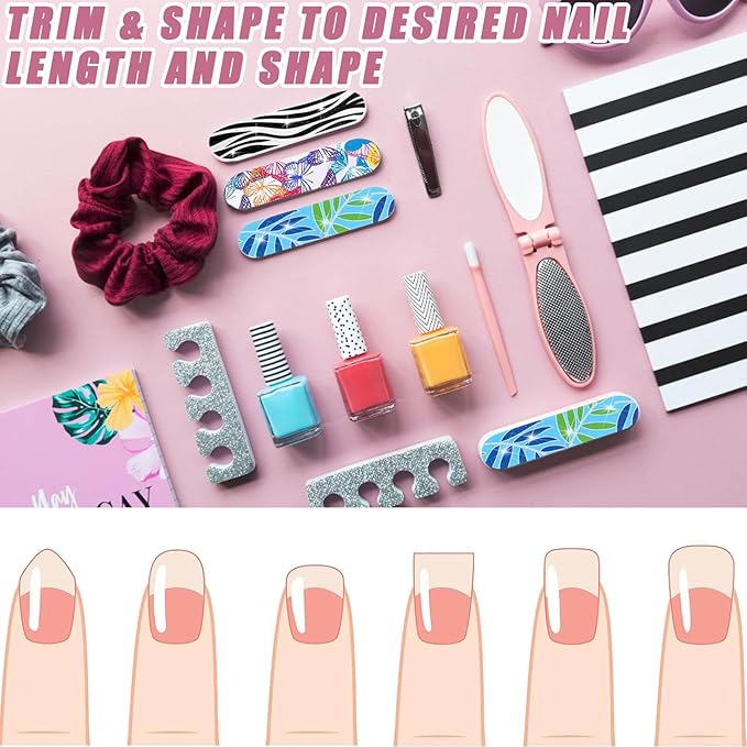 50-Pack 180 Grit Double Sided Disposable Nail Files & Emery Boards for Natural Nails - Bulk Mini/Small Grit Nail File Set for Home Salon, Manicure/Pedicure
