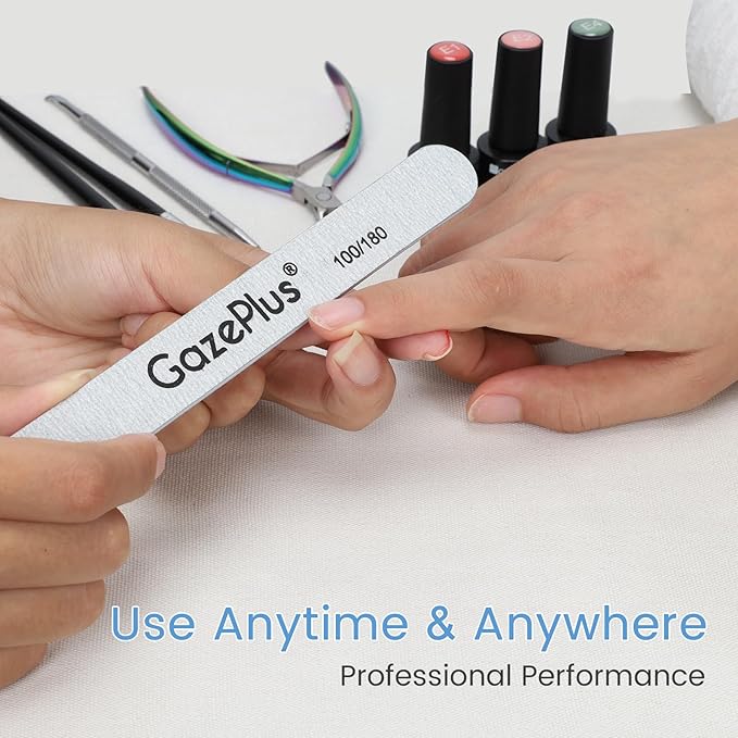 Nail Files, 12 PCS Fingernail Files 7" Long 100/180 Grit Emery Boards for Nails Professional Nail File Bulk Washable Suitable for Both Acrylic and Natural Nails Zebra