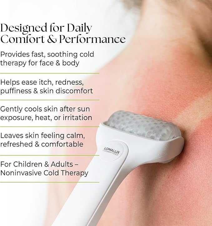 Loma Lux Cool IT! ICE Roller – Multi-Purpose Face & Body Cold Therapy for Skin Itch, Puffiness, Eczema, Minor Burns & Sunburn Relief | Soothing, Reusable