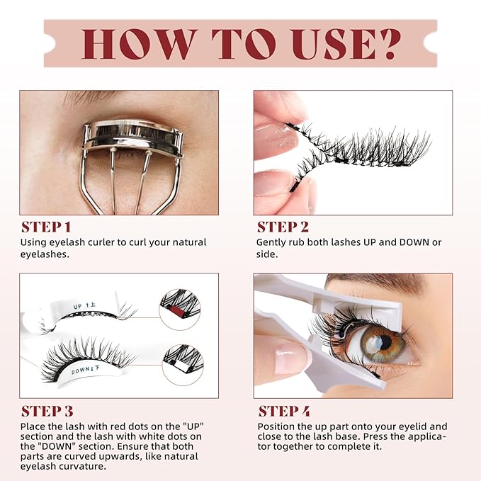 Higu clace Magnetic-Eyelashes 2 Pairs Magnetic Eyelashes with Applicator Soft Eyelashes Magnetic Lashes Natural Look Wispy pestañas magnéticas Without Eyeliner Easy to Wear and Remove(A+C03)