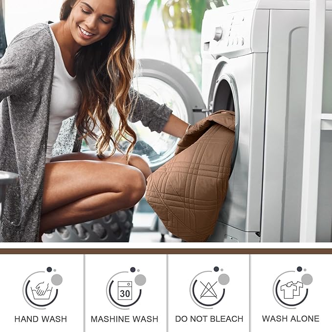 TAOCOCO 100% Waterproof Recliner Chair Cover, Non Slip Recliner Covers for Recliner Chair with Pocket, Washable Reclining Chair Cover Furniture Protector for Kids,Dogs(23.6'', Brown)