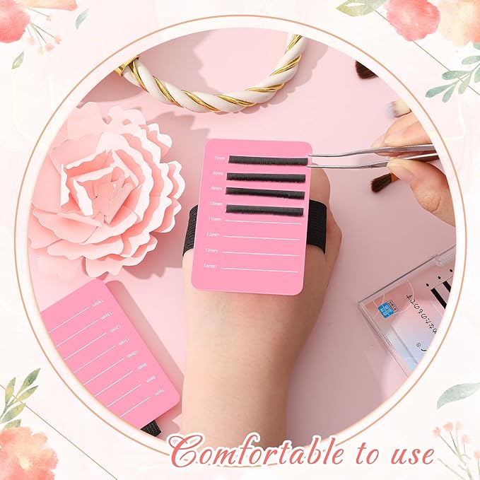 Patelai 4 Pieces Lash Holder Eyelash Extension Hand Pallet Tray Tools with Adjustable Wrist Strap Adjustable Lash Tray Strip Palette One Size Fits Most Eyelash Extension Holder (7-14 mm,Pink)