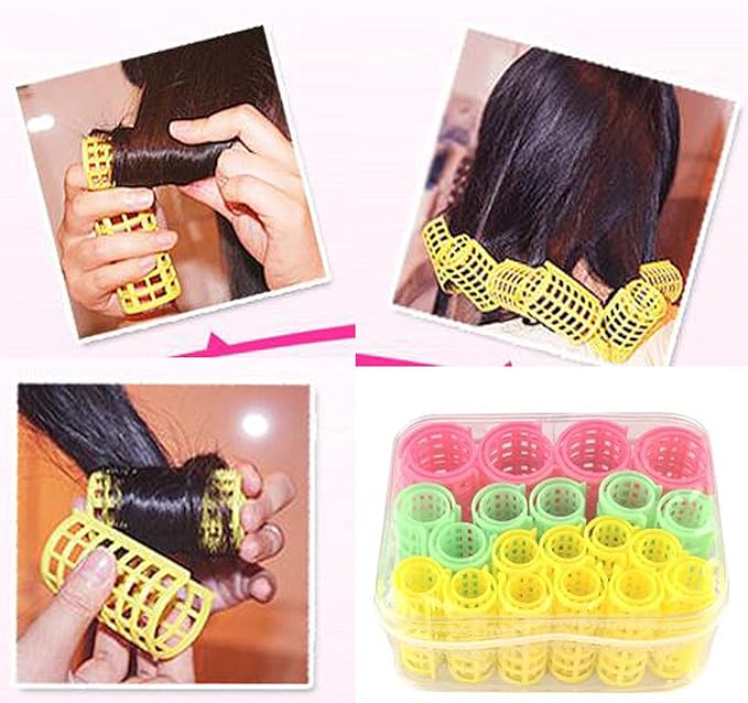 Plastic DIY Rollers Heatless Hair Curlers Hair Clips Styling Hairdressing for Long Hair (20 Pcs)