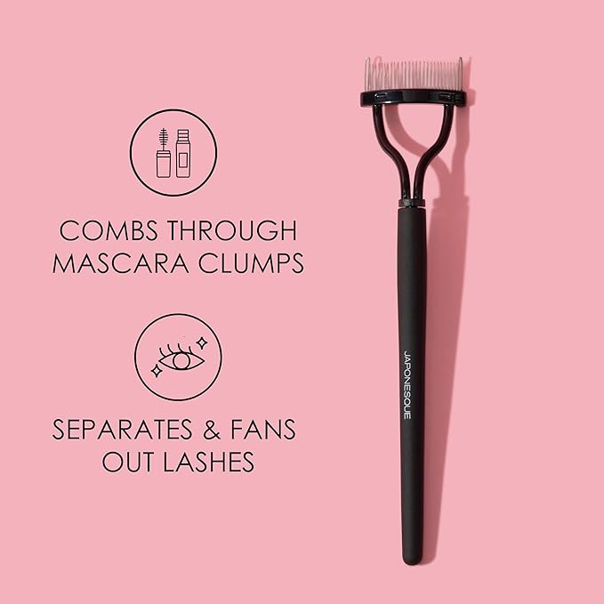 JAPONESQUE - Velvet Touch Lash Separator (0.43 x 5.79 x 1.18 inches) - Eyelash Comb Lash Separator Tool, Remove Mascara Clumps, Arc Lash Brush (Black)