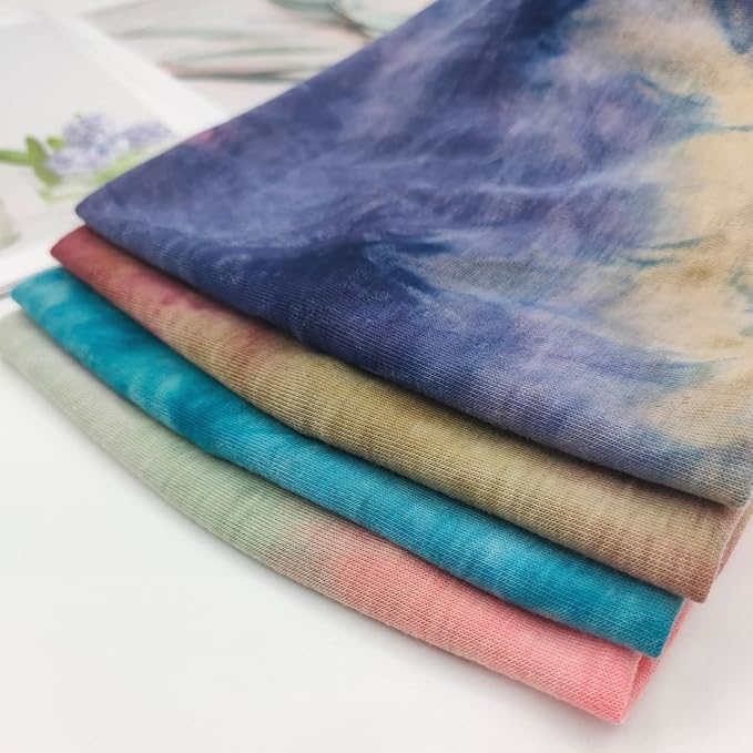 Wide Boho Headbands for Women Fashion Knotted Headband Yoga Workout Hair Accessories African Head Wrap Red Tie Dye 4 Pack