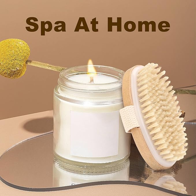 2Pcs Natural Bristle Exfoliating Brush, Body Scrubber for Lymphatic Drainage, Blood Circulation, Wet and Dry Brush, Deep Exfoliation for Smooth Skin