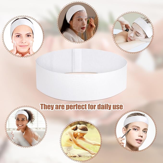 obeoby 150 Pieces Disposable Hairband for Women, Non-woven Fabric Spa Headband for Securing Hair during Facial, Makeup, Travel, Ideal for Beauty Enthusiasts, Makeup Artists, Spa-goers