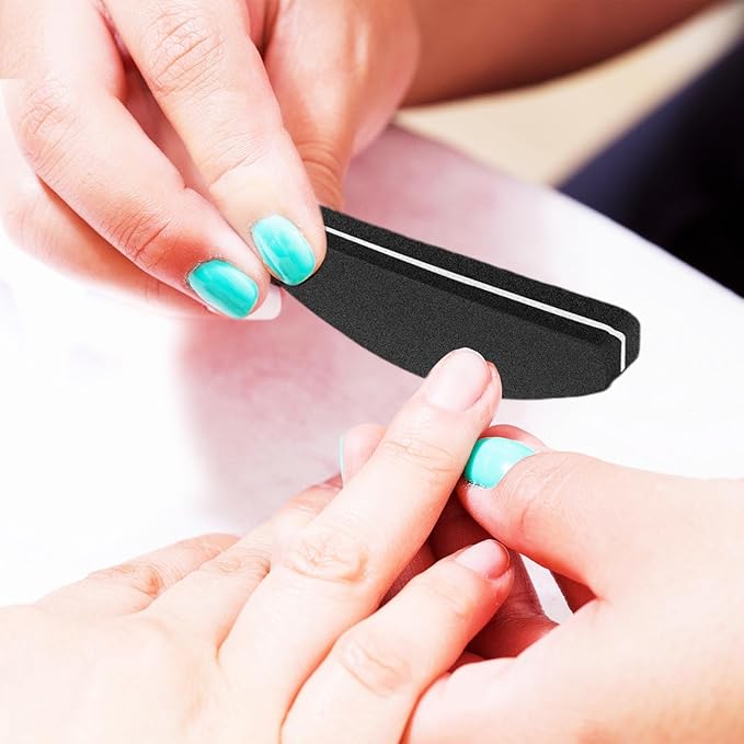 20 PCs Nail Buffers, Double Sided Nail Files Buffer Blocks 100/180 Grit Portable Washable Sanding Buffing File Arc Shape (Black)