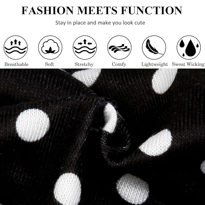 TERSE Headbands for Women Trendy Polka Dot Hair Bands for Yoga Workout Every Day Wide Thick Head Bands