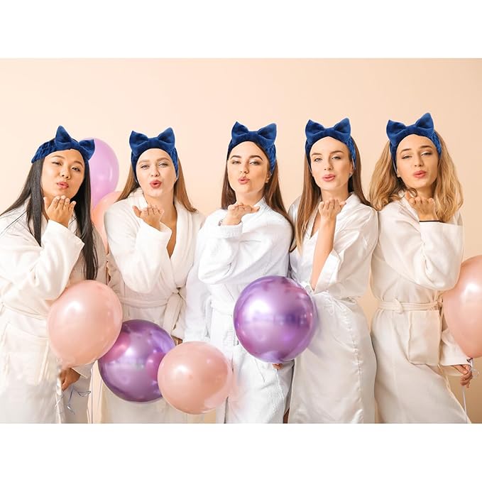 Semato 8Pcs Navy Blue Spa Headband Bachelorette Party Favors Set Skincare Headbands for Women Gifts and Party Supplies (navy blue)