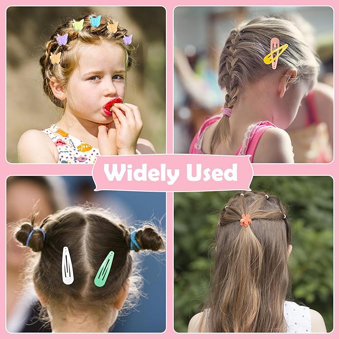 Hair Accessories for Girl, 1543 Pcs Elastic Hair Rubber Bands Set 20 Colors Elastic Hair Ties with Organizer Box Cotton Baby Hair Ties, Hair Tail Tools, Rat Tail Comb, Butterfly Hair Clips
