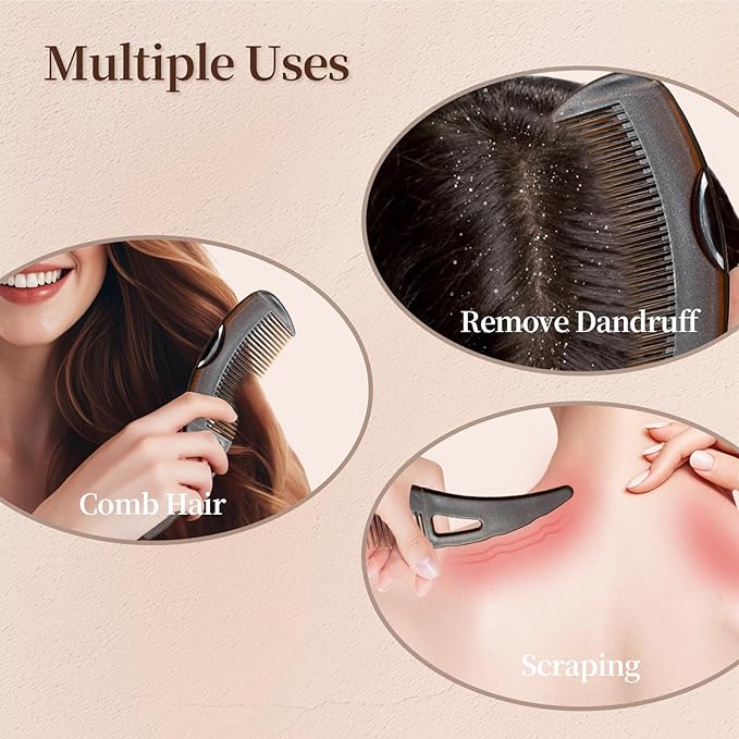 2PCS Dandruff Comb, Scalp Sweep Detoxing Energy Comb, Plastic Hollow Tooth Button Hairbrush for Scalp Cleaning Exfoliator Massage and Oil Buildup Removal for Women Men Kids