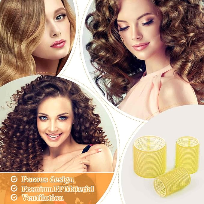 Self Grip Hair Rollers Curlers Set - 24 Pieces with 3 Sizes (4 Jumbo, 4 Large & 4 Medium) and 12 Clips for All Hair Types