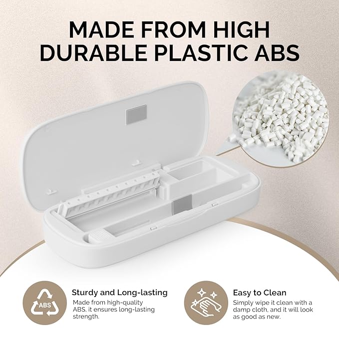 MelodySusie Acrylic Nail Tool Storage Box, Portable Dustproof Stand Displayer Holder Organizer Container Manicure Efile Accessories Nail Drill Kit Case, Travel Salon Home, White(Only Box)