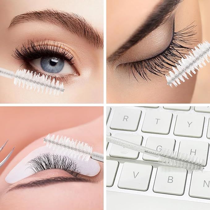 300 Pcs Disposable Mascara Wands Dual Ended Eyelash Brush Lip Brush, Lipstick Applicator Eyebrow Spoolies Brush for Eyelash Extensions - White