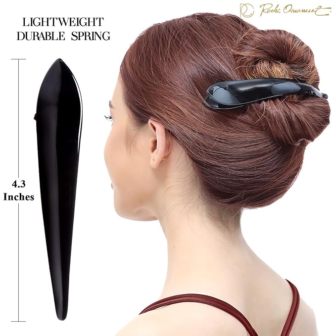 RC ROCHE 6 Pcs Duck Bill Alligator Hair Clips for Women Sectioning Flat Claw Long Thick Hair Inner Teeth Curved Styling Jaw Strong Secure Grip Salon, Medium Black