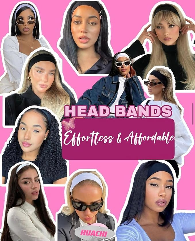 Huachi Polka Dot Headbands for Women Non Slip 16 Pack Elastic Sports Hair Bands for Women, Soft Cotton Cloth Headband for Workout Yoga Fashion Hair Accessories