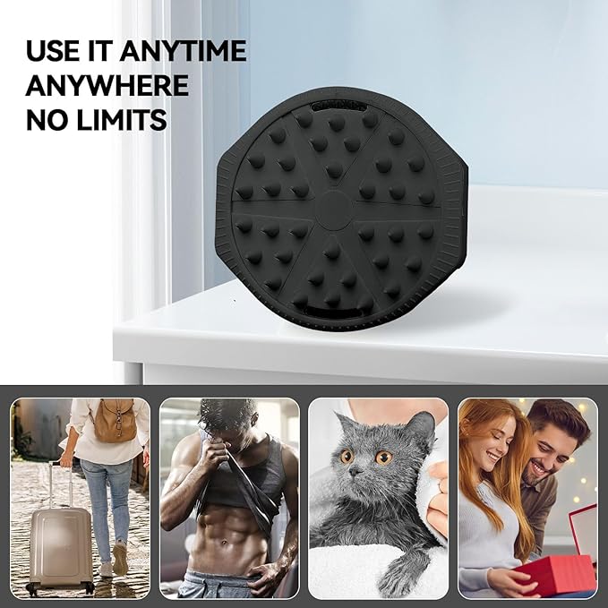 OTHIX Dual-Sided Silicone Body Scrubber, 2-in-1 Silicone Loofah for Shower Exfoliating Body Brush for Men and Women for All Skin, Scalp Massager Lather Well&Easy to Clean (Black)