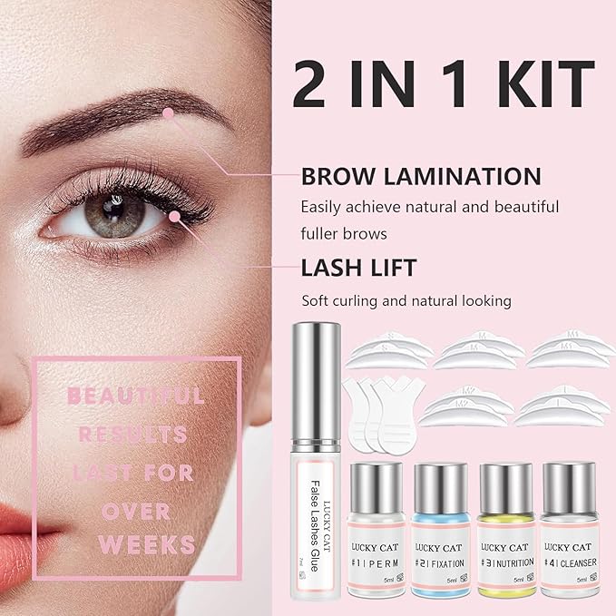 2025 Upgraded Lash Lift Kit, Professional Eyelash Perm Kit for Safe & Lasting Perming, Curling and Lifting Eyelashes, Easy for Beginner, Lash Lifting DIY Set for Salon-Quality at Home