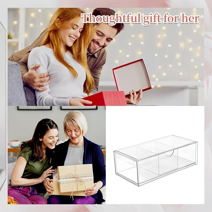 Hair Accessories Organizer for Girls, Clear Acrylic Hair Tie Organizer, or Headband, bows,Cute Small Stackable Storage Drawer Container Caddy Box for Bathroom Vanity Countertop