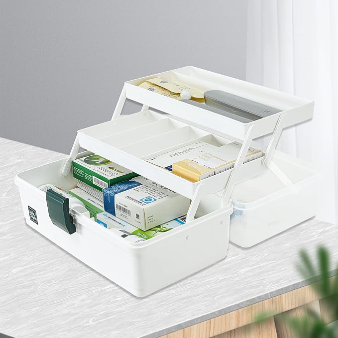 WEWLINE 13-Inch Art Box Organizer 3-Layer Craft Storage Organizer Sewing Kit Box with Handle Art Bin for Home,School,Office,Travel