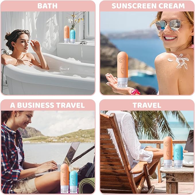 vodvob 16 Pack Travel Bottles Set for Toiletries, TSA Approved Travel Containers Leak Proof Silicone Squeezable Travel Accessories 2oz 3oz for Shampoo Conditioner Lotion Body Wash (BPA Free) (Orange)