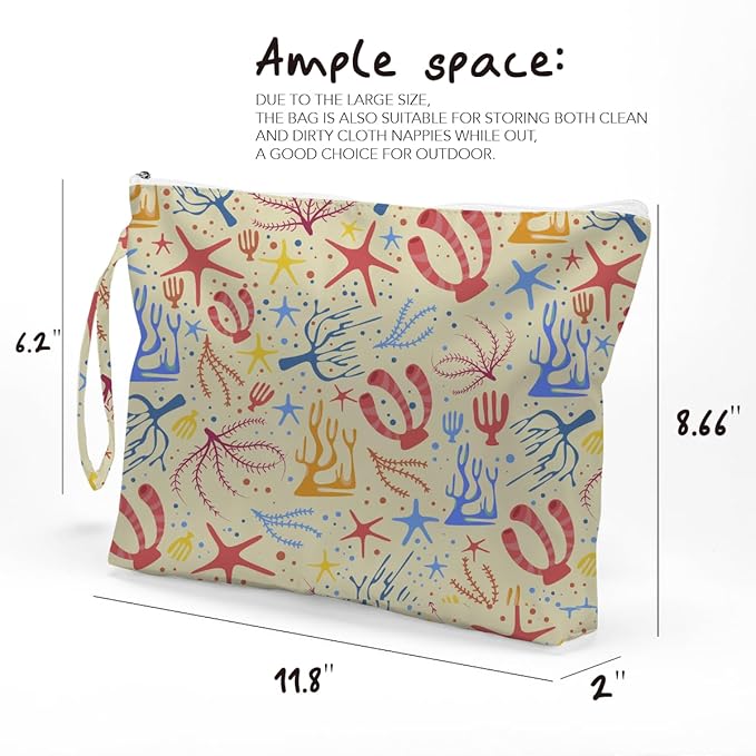 Fokongna Wet Bag, Small Portable Waterproof Multi-Functional Organizer for Women, Ideal for Daily, Beach & Travel,Vintage Cream Nautical Elements