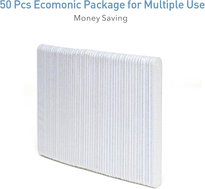 Nail Files, 50 PCS Fingernail Files 7" Long 80/100 Grit Emery Boards for Nails - Professional Nail File Bulk Washable for Acrylic, Gel, Dip Powder, and Poly Gel Nails